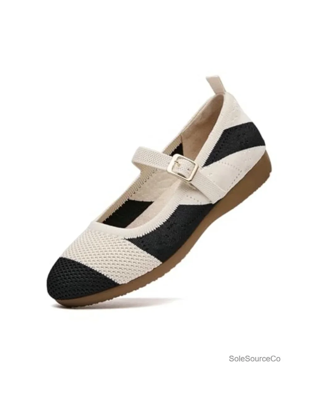 Women's Machine Washable Mary Jane Flats Non Slip Breathable Mesh Knit Work